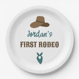 First Rodeo Birthday 1. Cowboy Western Pappteller