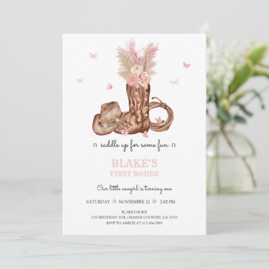 First Rodeo Birthday Einladung (Stehend Vorderseite)