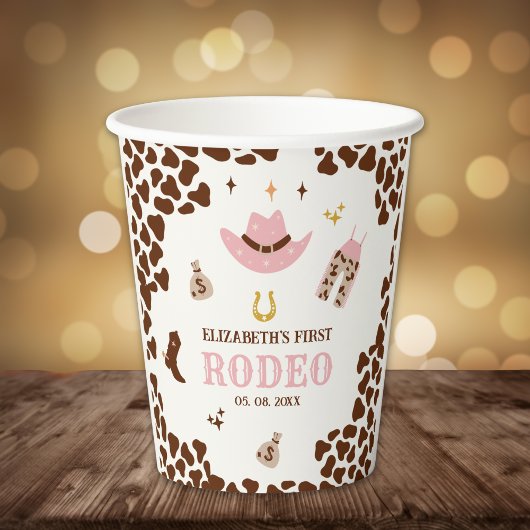 First Rodeo Birthday Girl, Cute Cowgirl Pappbecher