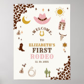 First Rodeo Birthday Girl, Fun Cowgirl Birthday Poster (Vorne)