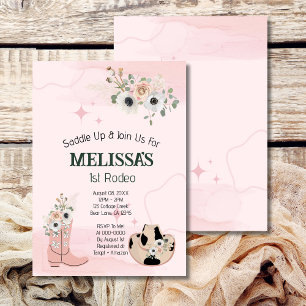 First Rodeo Birthday Girl Rustic Cowgirl Thema Einladung