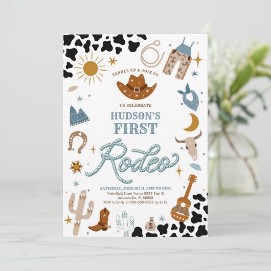 First Rodeo Birthday Invitation Einladung (Stehend Vorderseite)