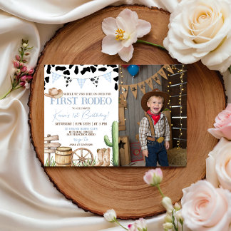 First Rodeo Birthday Invitation with Photo Einladung