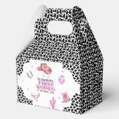 First Rodeo Birthday – Pink & Black Cowgirl Theme Geschenkschachtel (Rückseite)