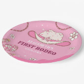 First Rodeo Celebration Girl Pink and White Pappteller (Schrägansicht)