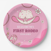 First Rodeo Celebration Girl Pink and White Pappteller (Vorderseite)