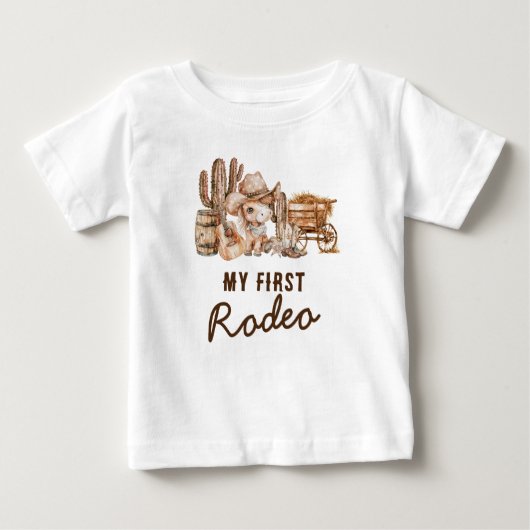 First Rodeo Country Cowboy Birthday Baby T-shirt (Vorderseite)