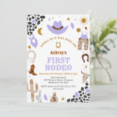 First Rodeo Cowbow Western 1st Birthday Invitation Einladung (Stehend Vorderseite)