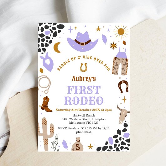 First Rodeo Cowbow Western 1st Birthday Invitation Einladung