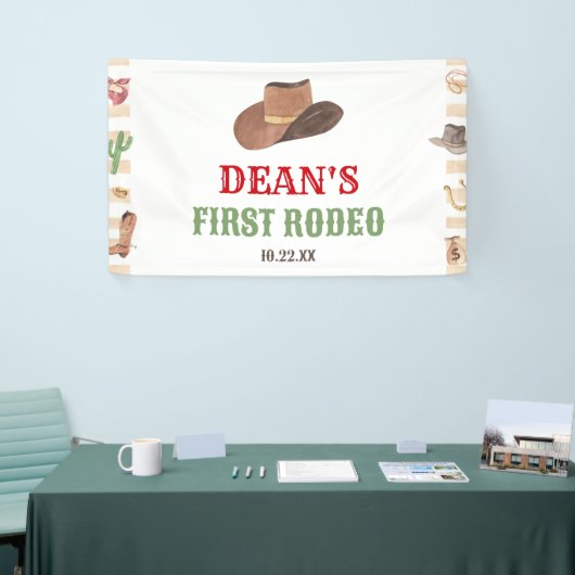 First Rodeo Cowboy 1st First Birthday Party Banner (Messeveranstaltung)