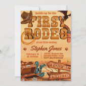 First Rodeo - Cowboy Birthday Einladung (Vorderseite)
