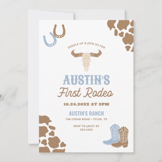 First Rodeo Cowboy Birthday Einladung (Vorderseite)
