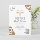 First Rodeo Cowboy Birthday Einladung (Stehend Vorderseite)