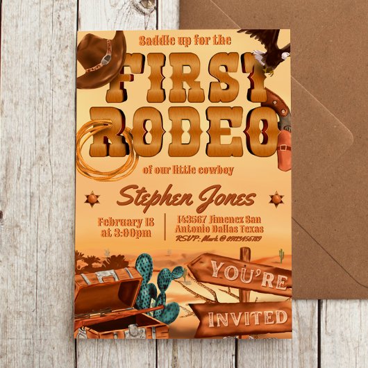 First Rodeo - Cowboy Birthday Einladung