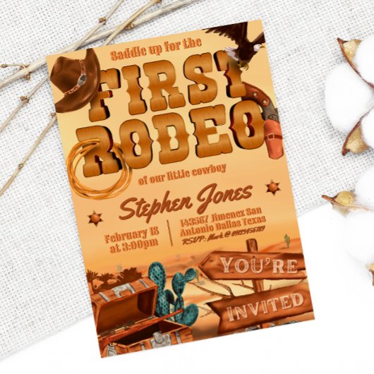 First Rodeo - Cowboy Birthday Einladung