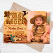 First Rodeo - Cowboy Birthday with Picture Einladung
