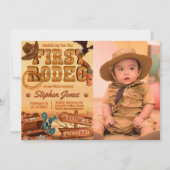 First Rodeo - Cowboy Birthday with Picture Einladung (Vorderseite)