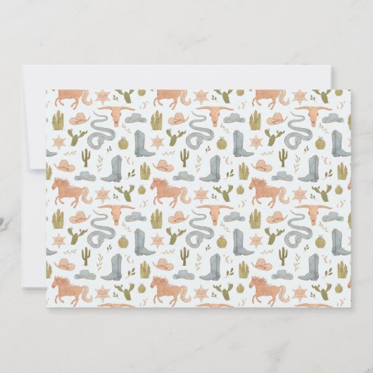 First Rodeo Cowboy Boy Birthday Party Foto Einladung (Rückseite)