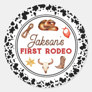 First Rodeo Cowboy Cupcake Toppers Runder Aufkleber