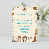 First Rodeo Cowboy First Birthday Dankeskarte (Stehend Vorderseite)