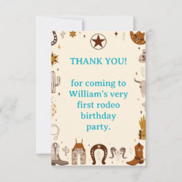 First Rodeo Cowboy First Birthday Dankeskarte