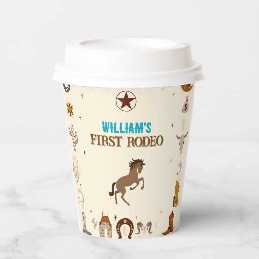 First Rodeo Cowboy First Birthday Pappbecher (Vorderseite)