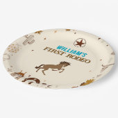 First Rodeo Cowboy First Birthday Pappteller (Schrägansicht)