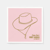 First Rodeo Cowboy Hat Pink 1st Birthday Serviette (Vorderseite)