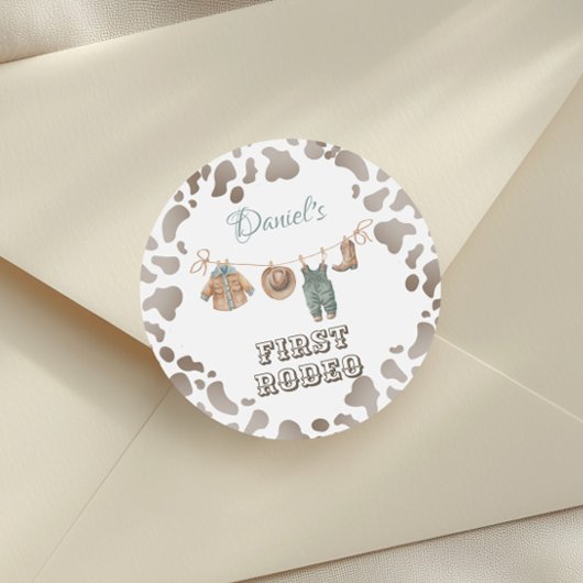First Rodeo Cowboy Kleidung Boy Birthday Runder Aufkleber