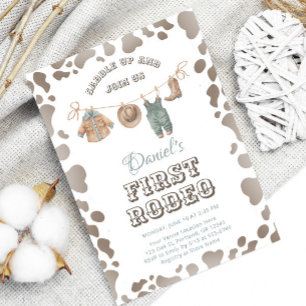 First Rodeo Cowboy Kleidung Western Boy Birthday Einladung