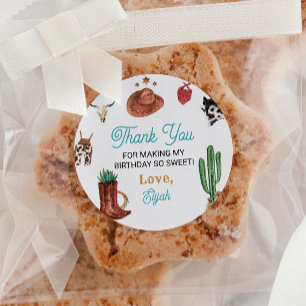 First Rodeo Cowboy Labels Geburtstagskleber Runder Aufkleber