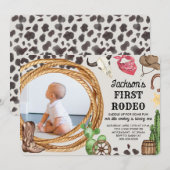 First Rodeo Cowboy Western Birthday Party Foto Einladung (Vorne/Hinten)