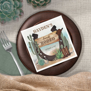 First Rodeo Cowboy Western Boy 1. Geburtstag Party Serviette