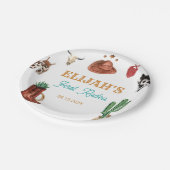 First Rodeo Cowboy Wild West Birthday Pappteller (Schrägansicht)