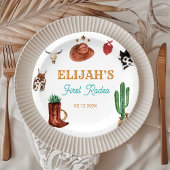 First Rodeo Cowboy Wild West Birthday Pappteller