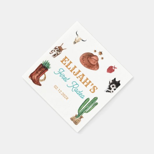 First Rodeo Cowboy Wild West Birthday Serviette (Ecke)