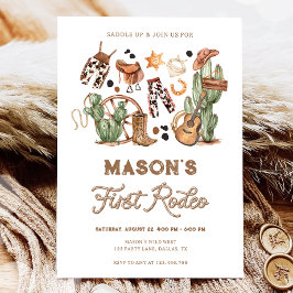 First Rodeo Cowboy Wild West Western Boy Birthday Einladung