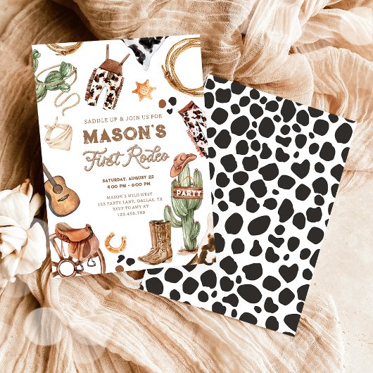 First Rodeo Cowboy Wild West Western Boy Birthday Einladung