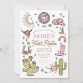 First Rodeo Cowboy Wild West Western Girl Birthday Einladung (Vorderseite)
