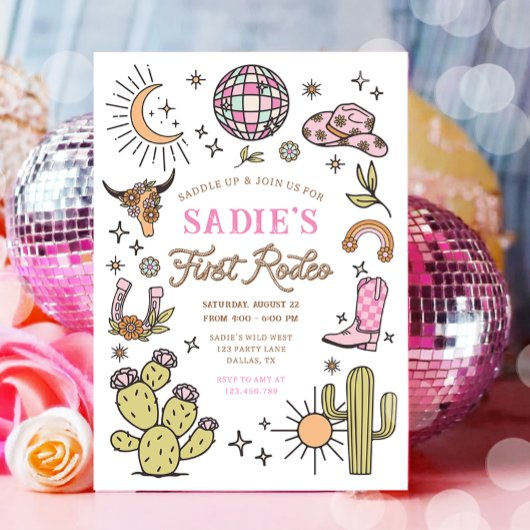 First Rodeo Cowboy Wild West Western Girl Birthday Einladung