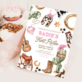 First Rodeo Cowboy Wild West Western Girl Birthday Einladung