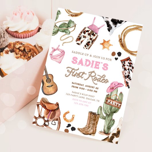 First Rodeo Cowboy Wild West Western Girl Birthday Einladung