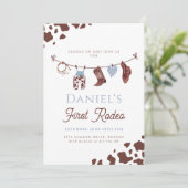 first Rodeo Cowboy Wild Western first Birthday Einladung (Stehend Vorderseite)