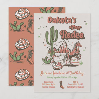 First Rodeo Cowgirl Cowboy Birthday Einladung