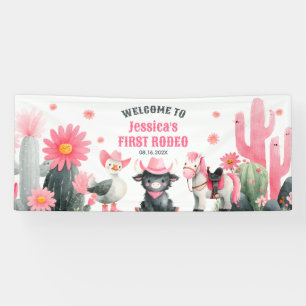 First Rodeo Cowgirl Niedlich Western Kindergeburts Banner