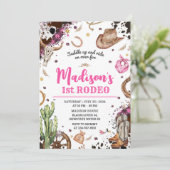 First Rodeo Cowgirl Party Einladung (Stehend Vorderseite)