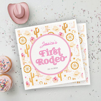 First Rodeo Cowgirl Pink 1. Geburtstagsfeier Servi Serviette