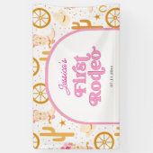 First Rodeo Cowgirl Pink 1st Birthday Party Banner (Vertikal)