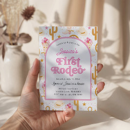 First Rodeo Cowgirl Pink 1st Birthday Party Einladung