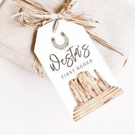 First Rodeo Neutral Southern Cowboy Birthday Gefal Geschenkanhänger